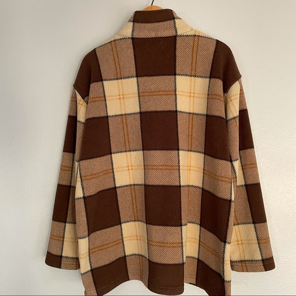 Lauren Ralph Lauren brown plaid 3/4 zip warm  oversized pullover sweater, unisex - Picture 5 of 15